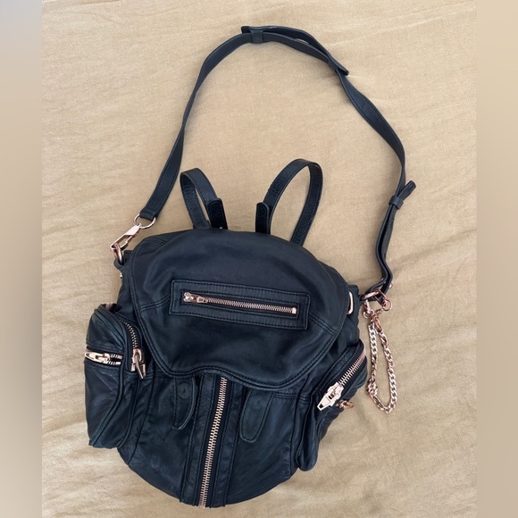 Alexander Wang Marti Black Calfskin Backpack Rose Gold Hardware main image 7